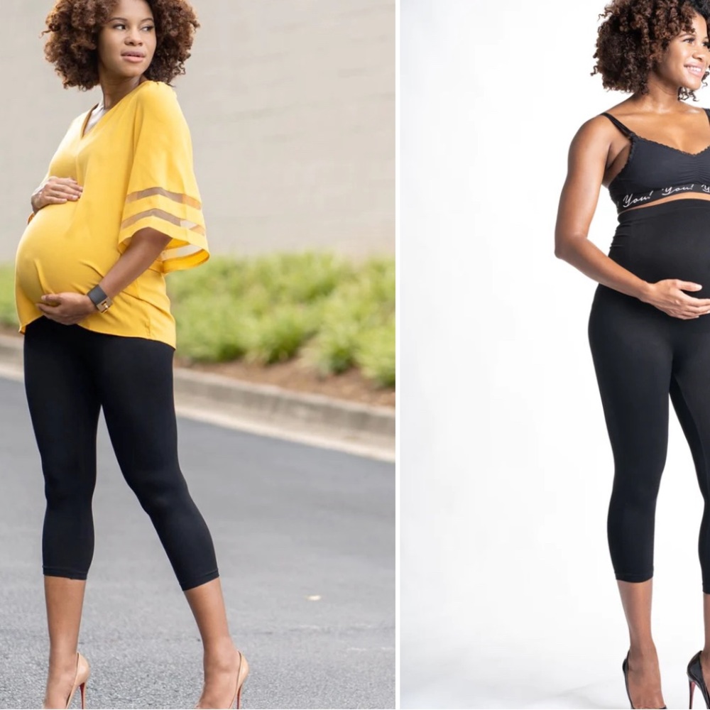 Preggo Leggings Mom’s Night Out Crop Legging-Black-Sz s/m